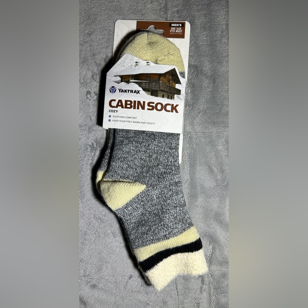 Men's Cozy Cabin Sock - Gray and Cream